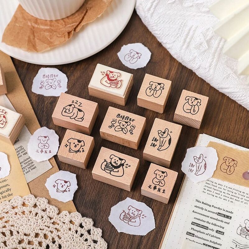 Creativity Scrapbooking Stationery DIY Craft Diary Decoration Stamp Wooden Rubber Stamps Vintage Stamp Dog Daily Life Series