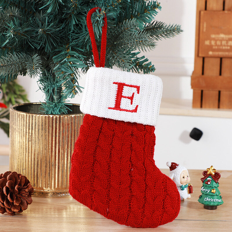 Christmas Socks Knitting Snowflake Letter Stocking Christmas Decoration For Home 2023 Xmas Tree Ornament Gift Navidad Natal 2024