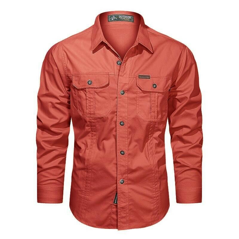 Camisa de algodão casual manga longa masculina, camiseta de alta qualidade, roupa de marca, blusa exterior primavera e outono