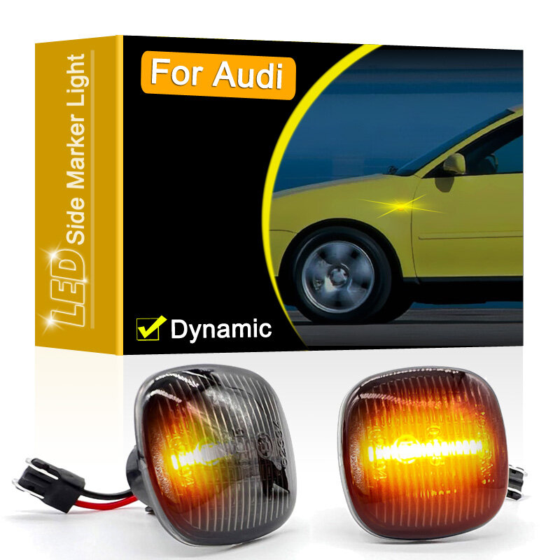 Smoked Lens Waterproof LED Side Fender Marker Lamp Flowing Turn Signal Light For Audi A3 1996-1999 A4 1994-1998 A8 1994-2002