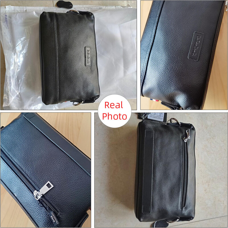 Men's Clutch Bag Genuine Leather Wrist Bag Multifunctional Shoulder Messenger Bag Soft Cow Leather Fashion Men Bag Clutch Wallet