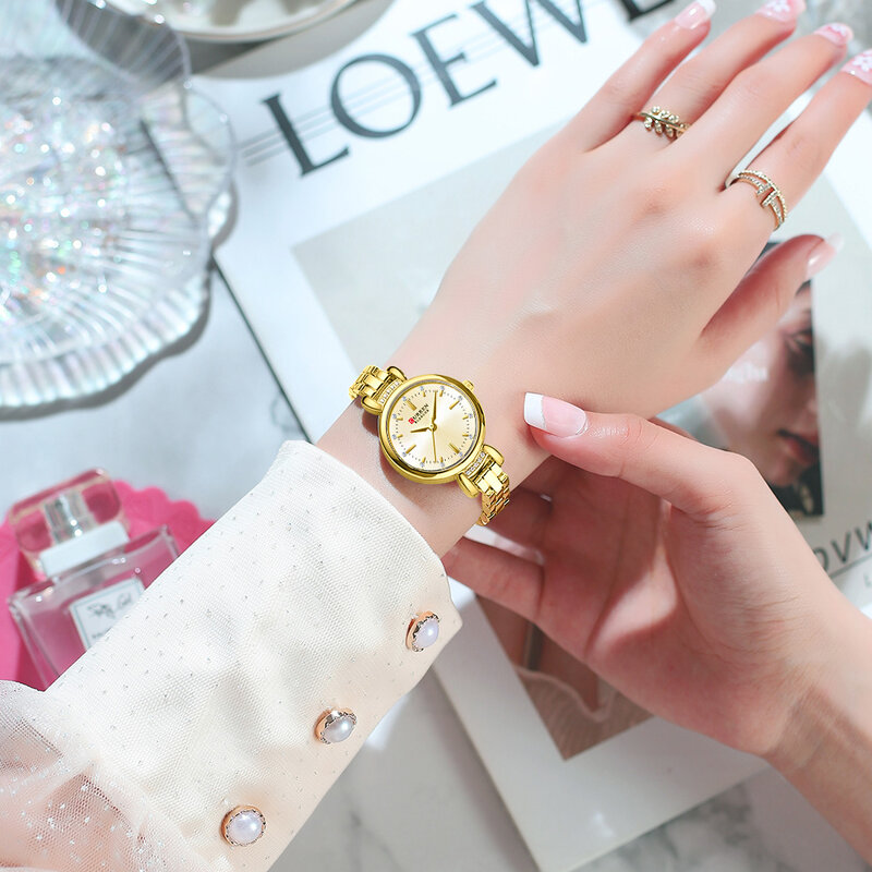 Curren-女性用ステンレス鋼の防水腕時計,ラインストーン付き腕時計,高級ブランド,エレガント,ファッショナブル
