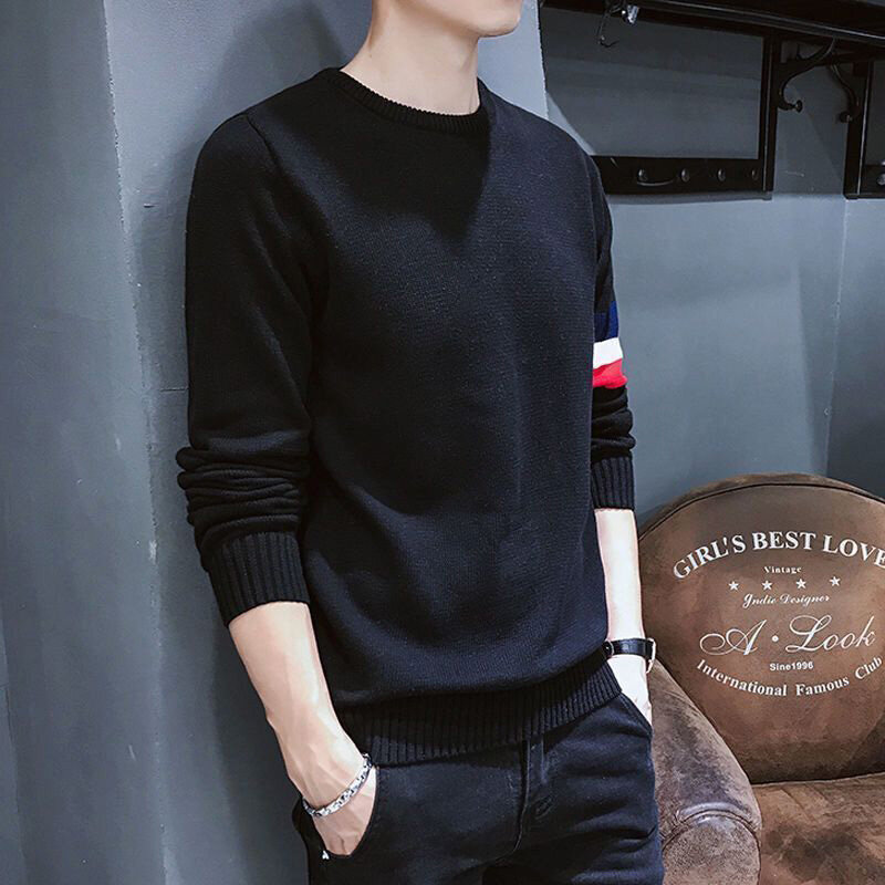 Mode O-Ausschnitt gestrickt gespleißt lose All-Match-Pullover Herren bekleidung 2023 Herbst neue übergroße koreanische Pullover lässige Tops