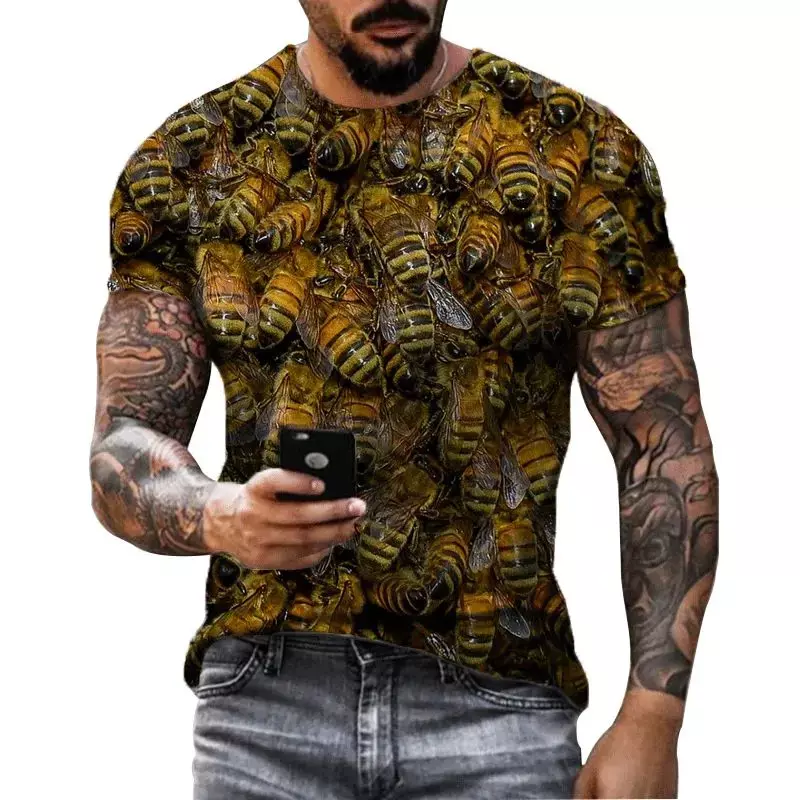 T-shirt girocollo da uomo a maniche corte con stampa 3d allentata estiva da uomo modello creativo moda quotidiana Casual da uomo