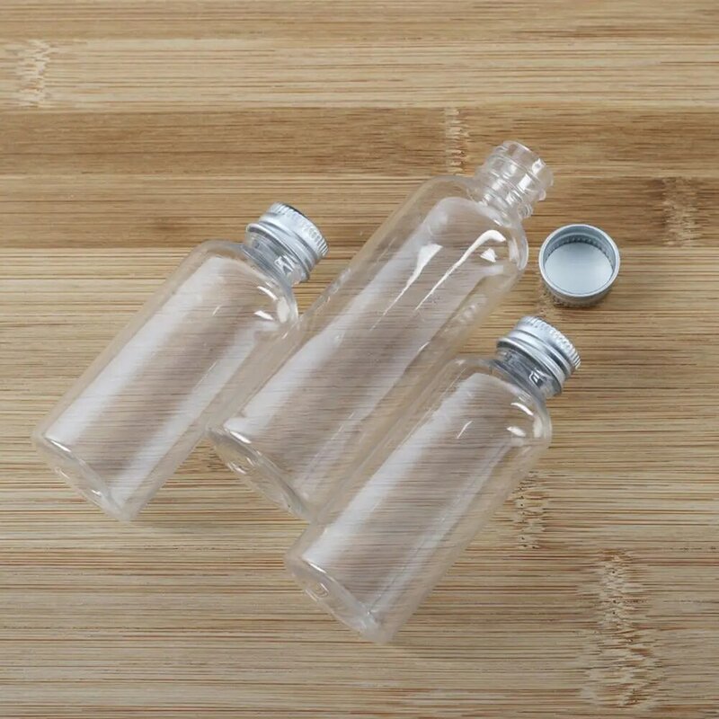 5/10/20/30/60Ml Doorzichtige Plastic Fles Met Aluminium Schroefdop Plastic Potten Cosmetische Container Lege Hervulbare Flessen Pot