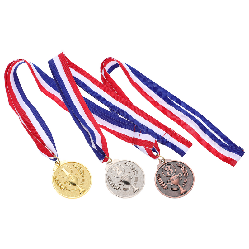 ميدالية برونزية ذهبية وفضية بشرائط ، نمط ميدالية ، ميدالية للأكاديميين الرياضيين
