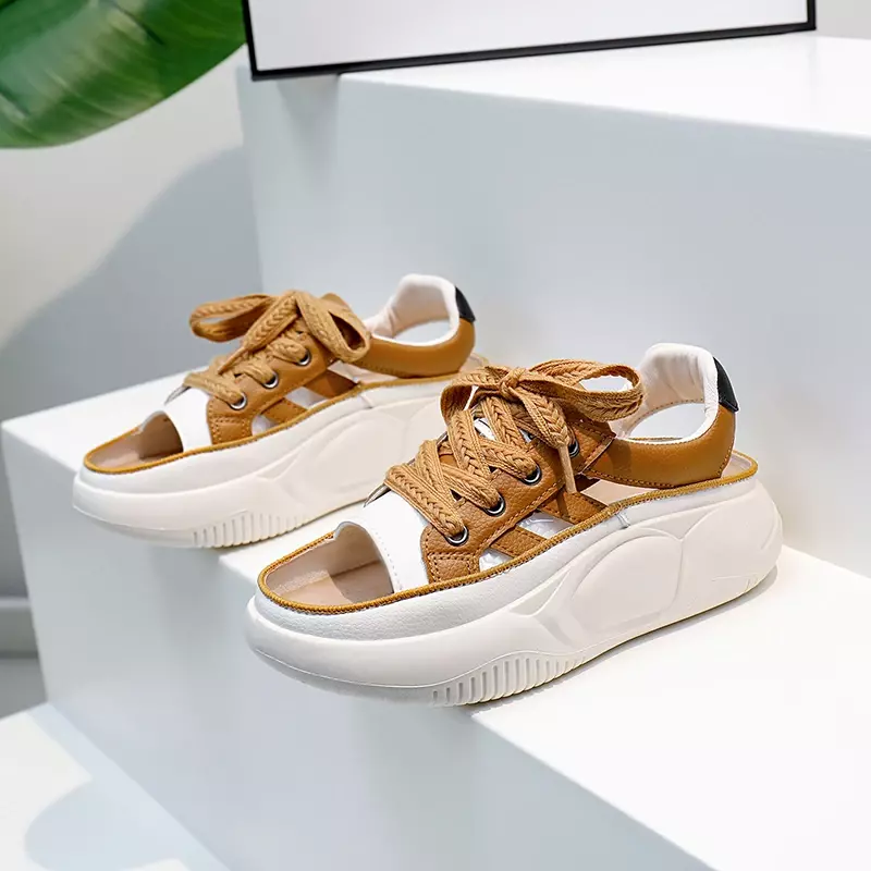 Sandálias casuais de plataforma slip-on para mulheres, sapatos novos, verão, 2021