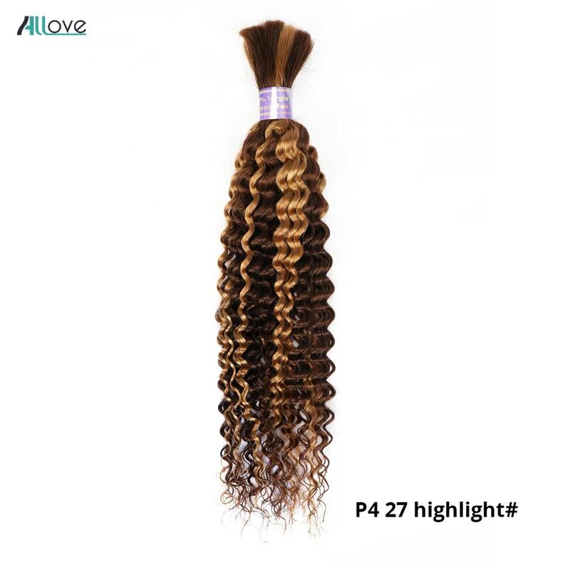 Extensiones de cabello humano brasileño, accesorio de onda profunda, resaltado colorido, jengibre, rubio miel, 100% sin procesar, sin trama, 99j