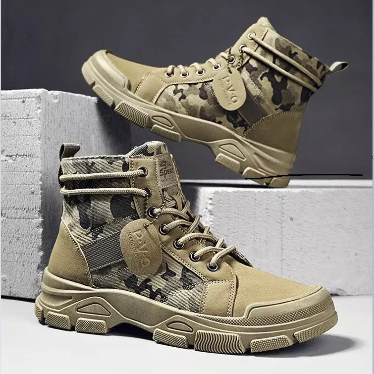 Zapatos de camuflaje para hombre, botines con cordones para exteriores, botas militares de plataforma para el desierto, novedad de primavera, 2022