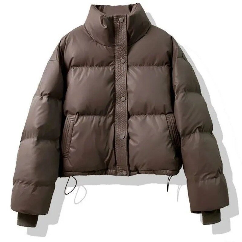 여성용 파카 퍼퍼 재킷, 따뜻한 크롭 재킷, 푹신하고 두꺼운 짧은 상의, 코튼 재킷, 한국 시크 긴팔, 겨울 의류, 신상