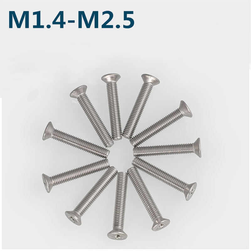 M1 M1.2 M1.4 M1.6 M2 M2.5 M3 M3.5 304 Stainless steel GB819 Cross Phillips Flat Countersunk Head Screw Bolt mini screws