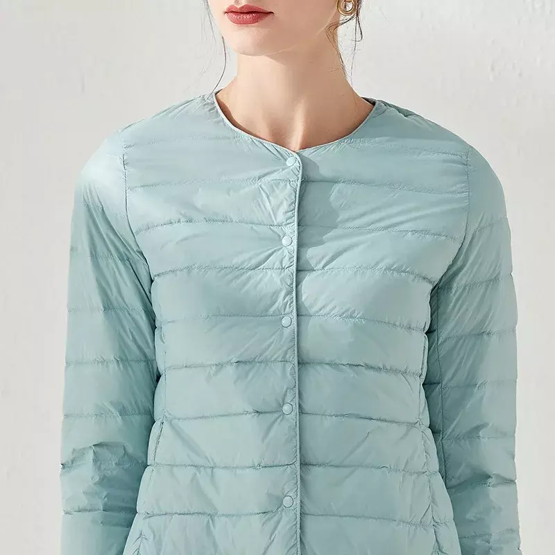 여성용 초경량 포장 가능 퍼퍼 재킷, 매트 원단 경량 코트, 여성 바람막이 따뜻한 화이트 덕 다운 파카, 15 가지 색상