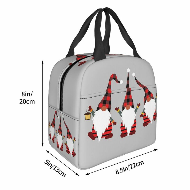 Merry Christmas Gnomes Insulated Lunch Bag Cooler Bag Lunch Container Portable Lunch Box Tote Food Bag School Outdoor