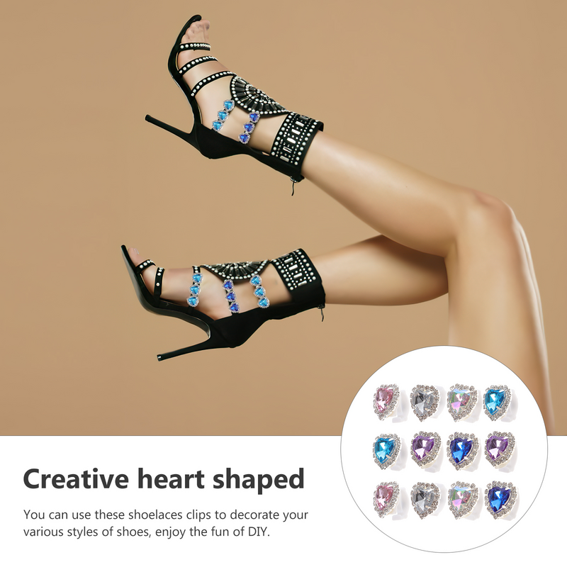 12pcs Shoelaces Clips Detachable Shoe Lace Trim DIY Shoe Charm for Casual Shoes