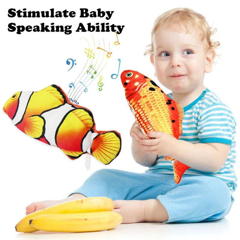 赤ちゃんのためのシミュレーション電気魚のおもちゃ、繰り返しのスピーカー、LEDライト、幸せな音楽、遊び、タップ、モバイル、移動