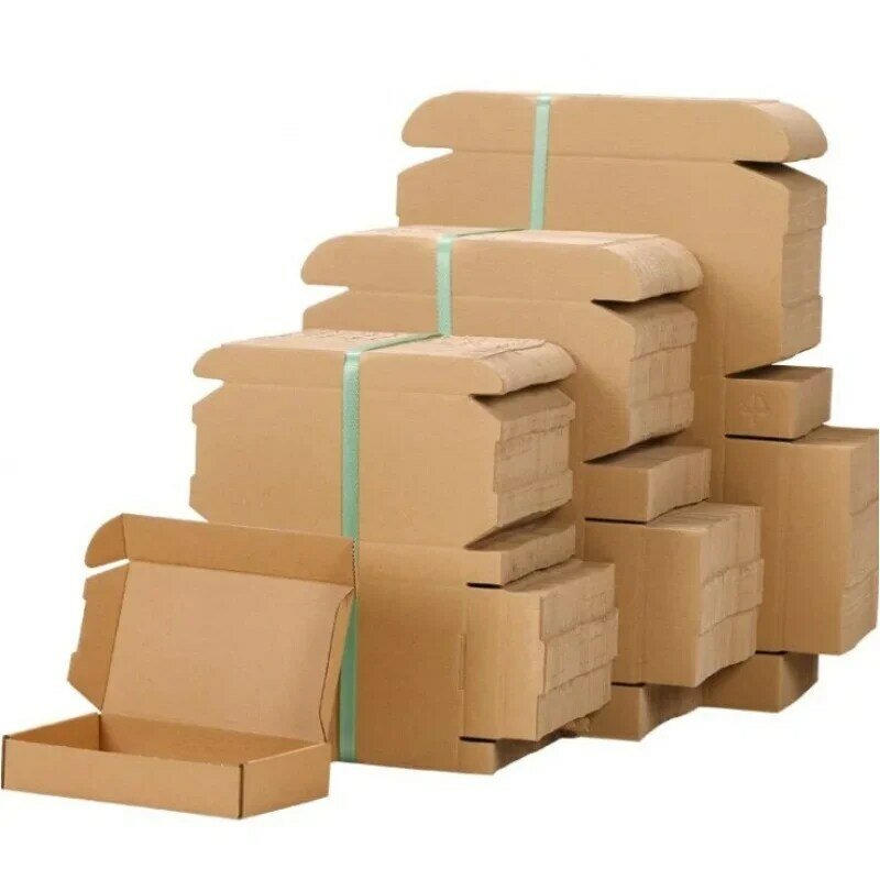 Изготовленный На Заказ экологически чистый прочный натуральный логотип упаковка складная доставка крафт-бумага картонная коробка