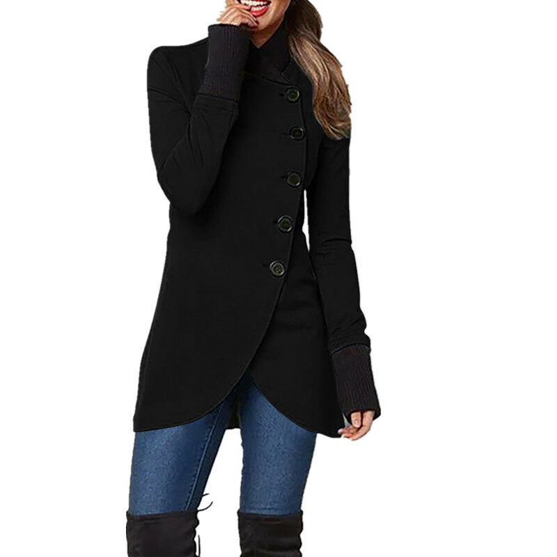 Abrigo de manga larga ajustado para mujer, chaqueta informal elegante con botones, abrigo Vintage, prendas de vestir exteriores, otoño e invierno, 2022