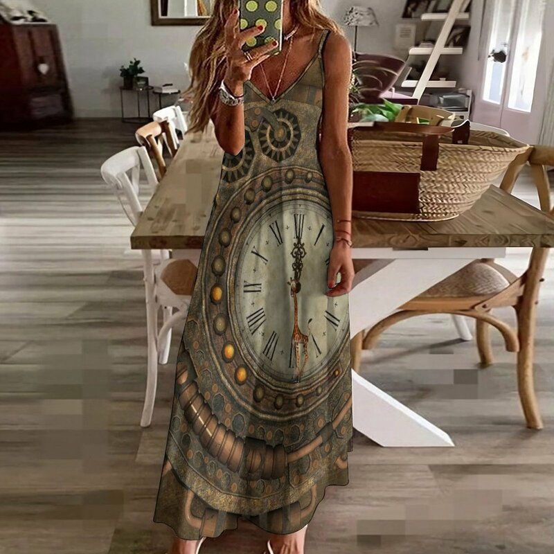 Steampunk ، ساعة رهيبة بلا أكمام فستان بنفسجي فستان امرأة ملابس مثيرة فساتين قصيرة جريئة