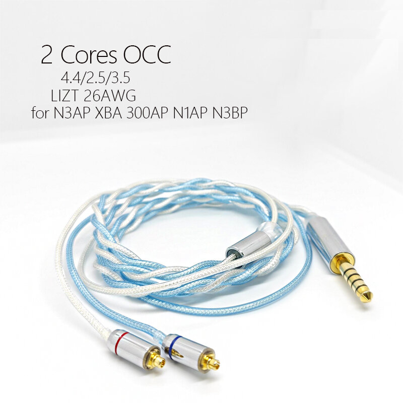 N3AP N1AP XBA-300AP N3BP kabel A2 3.5 2.5 4.4 keseimbangan LIZT 2 inti kabel Earphone OCC berlapis perak