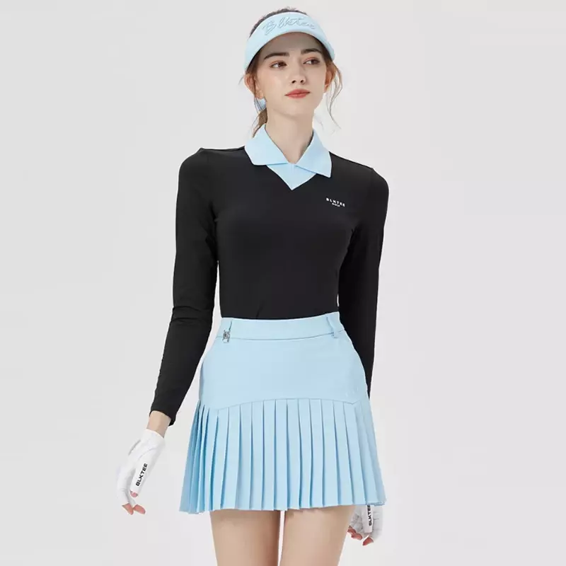 Blktee Ladies Fashion Golf Short Skirt Slim High Waisted Pleated Skorts Women A-lined Leisure Culottes with Pocket