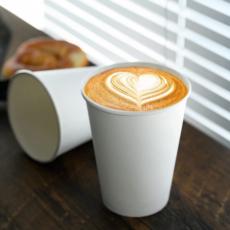 Taza de papel de doble pared blanca para llevar personalizada, tazas de café desechables impresas, producto personalizado, 8oz