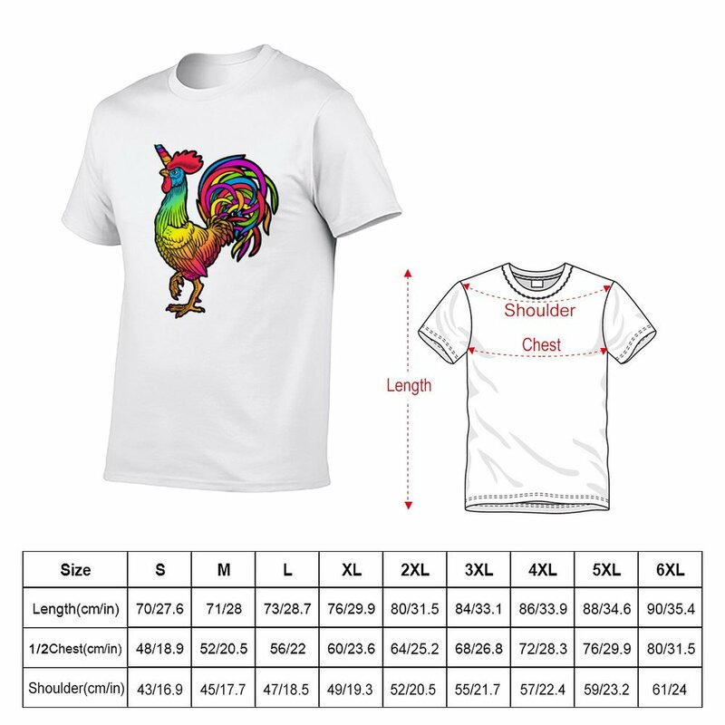 T-shirt bonito do unicórnio para homens, T-shirts da galinha, camisa do suor, roupa do verão, novo
