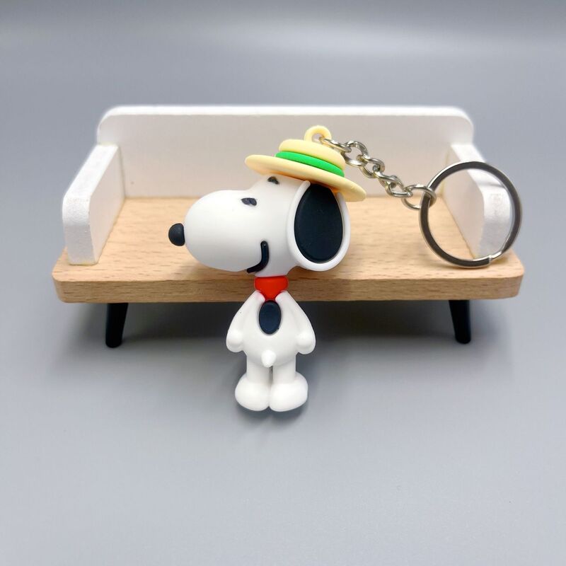 Snoopy Kawaii Charlie Bruine Creatieve Zachte Plastic Sleutelhanger Cartoon Pop Schooltas Hanger Schattige Auto Sleutelhanger