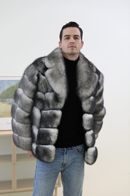 Abrigo de piel de zorro auténtica, chaqueta cálida de invierno, hasta la cintura, último diseño