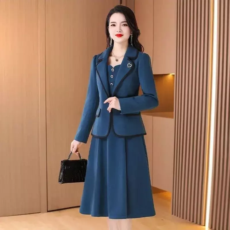 Insozkdg ชุดชุดทูพีซฤดูใบไม้ผลิสำหรับผู้หญิงชุดเบลเซอร์โค้ท + ชุดแขนกุด MODE Korea ลำลองเข้ารูปชุดสูททำงาน