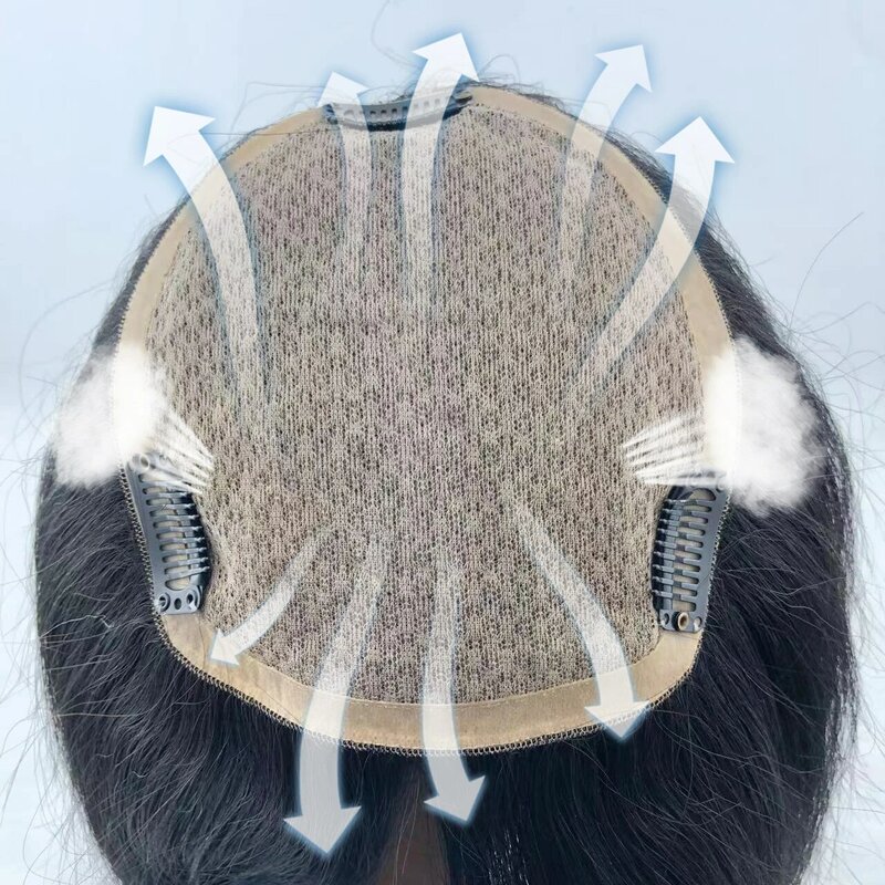 女性用シルクベースの通気性ヘアクリップ,聖人毛,頭皮,ヘアクリップ,10-16,13x15cm