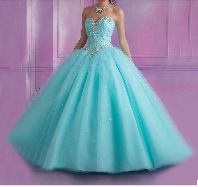 Ballkleid Quinceanera Kleider 2020 Schatz Perlen Kristalle Süße 16 Kleid Vestidos De 15 Anos Debütantin Kleid Prom Kleider