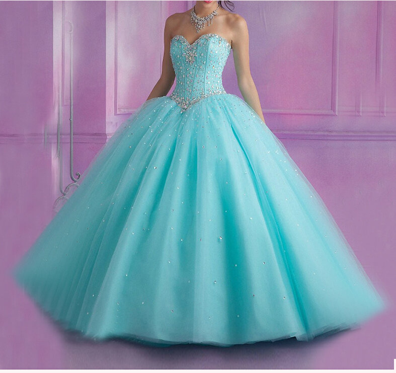 Vestido De baile De quinceañera, con cuentas De cristales, dulce, 16, 15 años, 2020