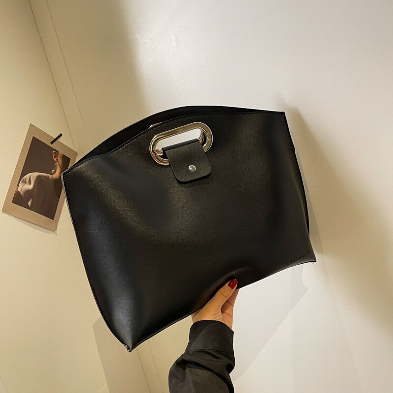 Bolso con asa superior de estilo coreano para mujer, maletín sencillo de cuero PU de 15,6 pulgadas para ordenador portátil, temperamento para oficina y viaje