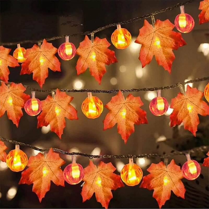20/10/30/40 led zucca foglie di acero luci stringa luci di zucca 3D di Halloween per natale Halloween ringraziamento autunno decorazione