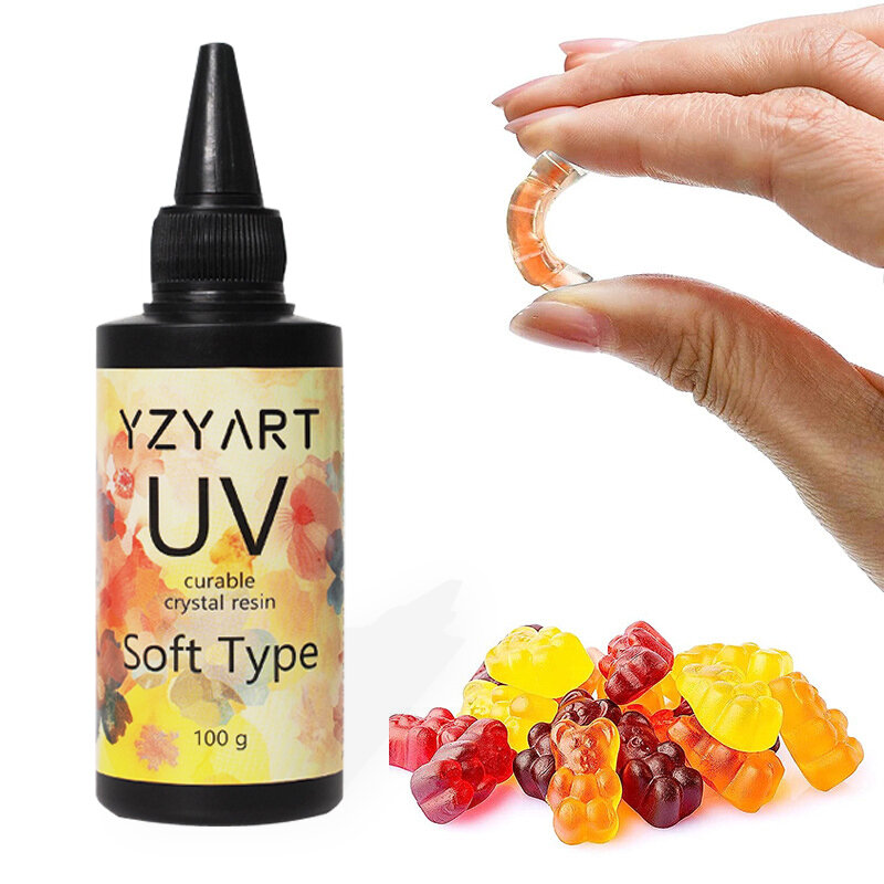 Żywica UV miękka 100g elastyczna i giętka krystalicznie czyste żywica epoksydowa ultrafioletowa zestaw żywica UV do dekoracji biżuterii rzemieślniczej