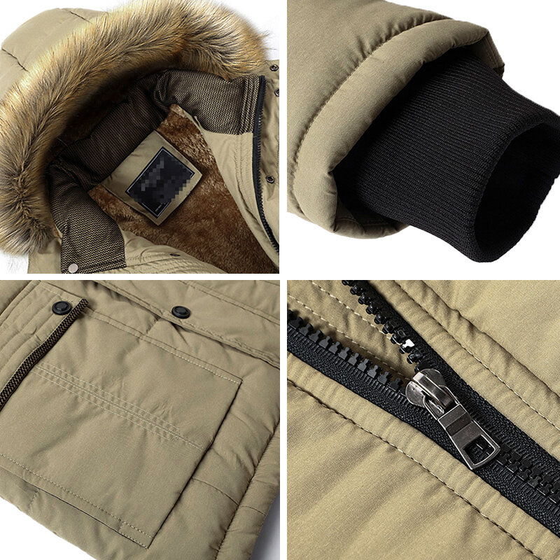 2023 New Men Winter Outdoor Casual Windproof Keep Warm Waterproof Thickened Cotton Jacket Men  Detachable Hooded Jacket Men