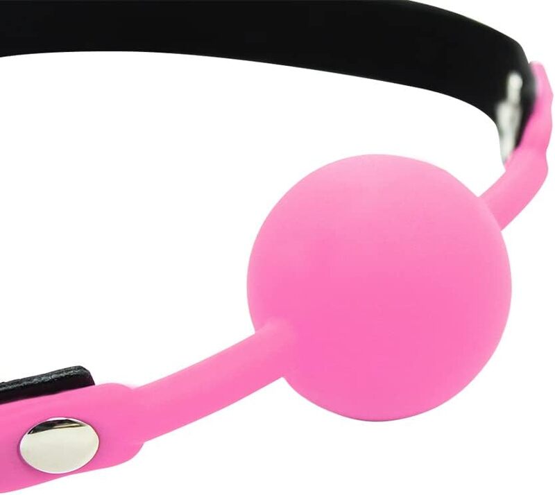 Silicone Mouth Ball Gag with Lockable Adjustable Strap Open Mouth Restraints Fantasy Sex Toys for Lover Couple (Pink)