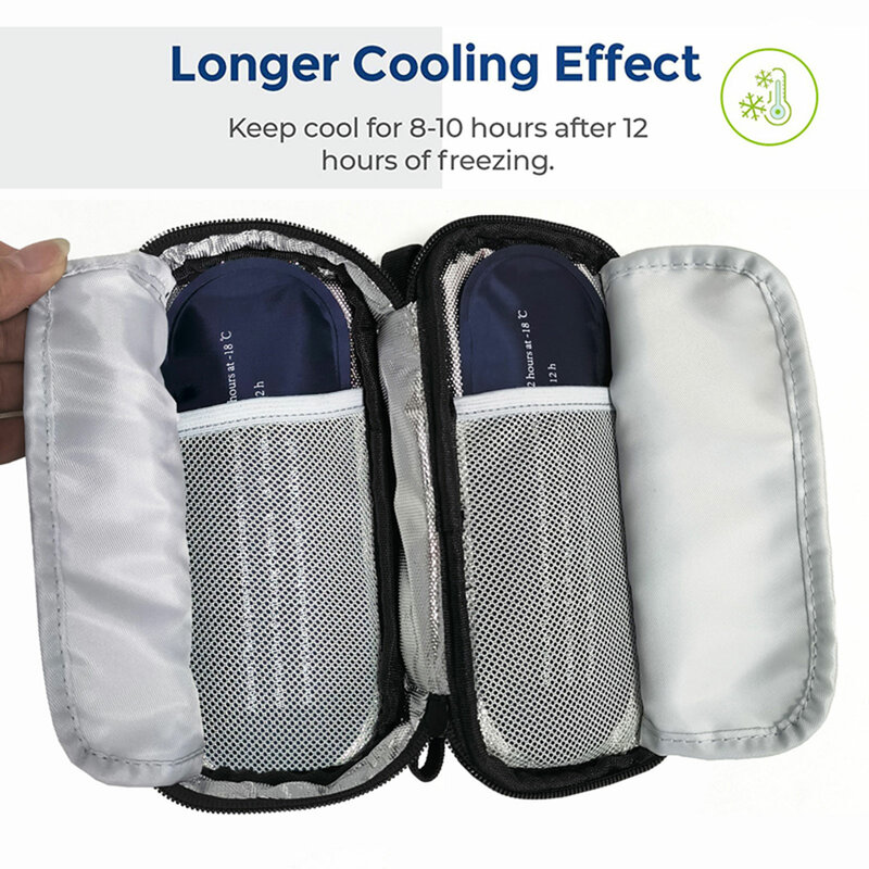 Medical Cooler Bag with 2 Small Ice Pack Travel Bag Supplies Protective Organizer Mini Isolated Pack Cooling Pouch Carrying Bag