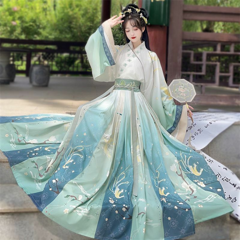 Китайский стиль, женские восточные винтажные костюмы Hanfu, Цветочная вышивка, сказочные платья, традиционная древняя принцесса, повседневные наряды