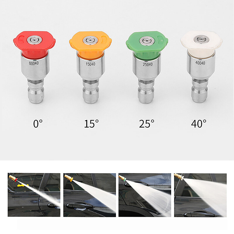 1 pz 360 gradi 1/4 "in acciaio inox a connessione rapida Spray ad alta pressione 0 15 25 40 gradi ugello accessori per autolavaggio