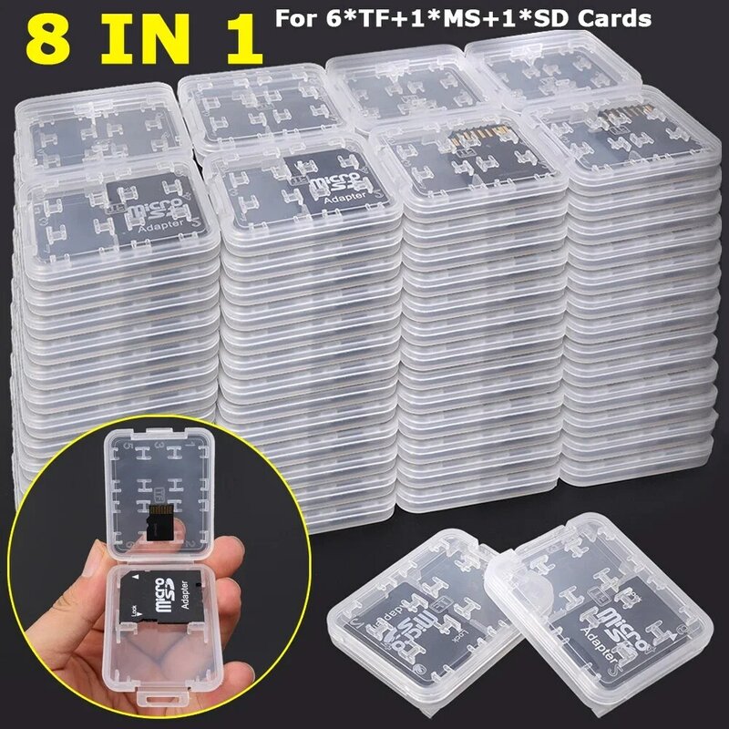 8 In 1 Plastic Geheugenkaart Opbergdoos Voor Sd Sdhc Tf Ms Kaarten Waterbestendig Anti-Shock Micro Kaart Met Organizer