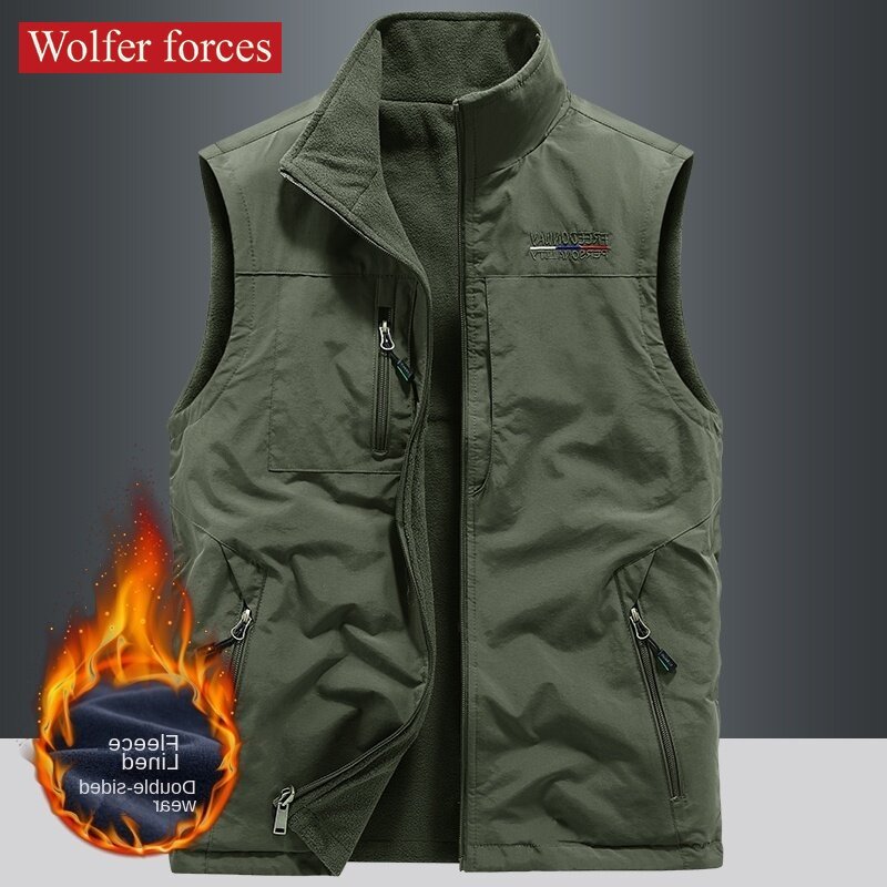 Windbreaker Vests & Waistcoats Mens Overcoat Waterproof Men's Clothing Sweatshirts Tactical Vest Fishing Wear Bigsize