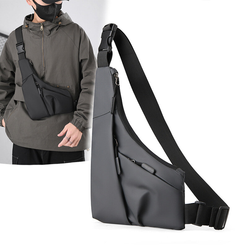 Bolsa de couro triangular para homens, bolsa anti-roubo, bolsa triangular de lazer, carteira de cartão crossbody, ciclismo esportivo e equitação