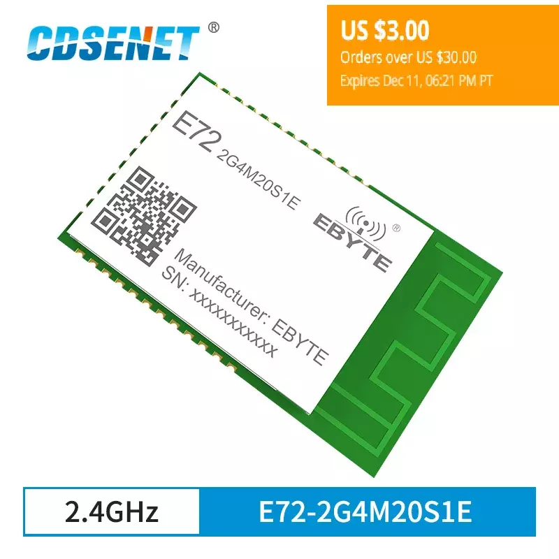 ZigBee-Módulo SoC inalámbrico CC2652P, multiprotocolo, 2,4 GHz, SMD, receptor transceptor, E72-2G4M20S1E de antena PCB, 20dBm