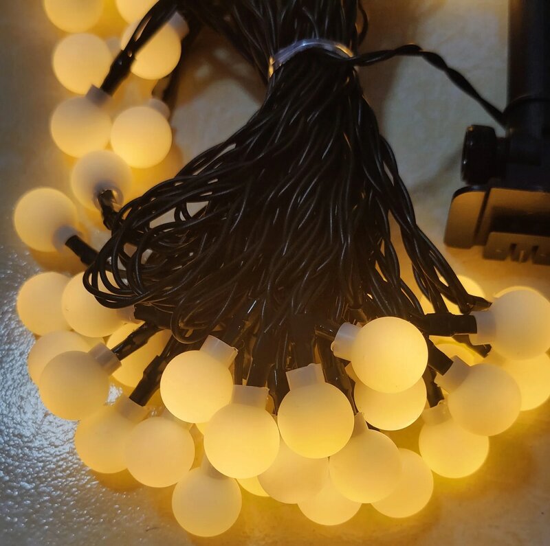 Dekorasi Natal taman, lampu senar LED tenaga surya 8 mode, dekorasi pesta berkemah luar ruangan tahan air
