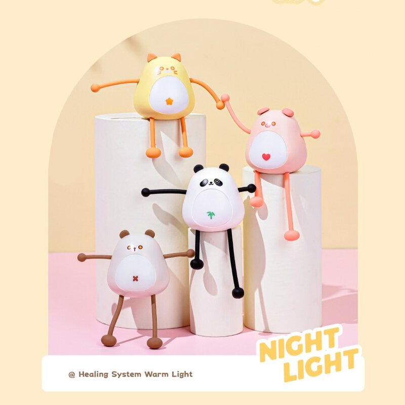 Mini lámpara de mesa con forma de Animal, luz nocturna creativa con soporte para teléfono, Panda, gato, cerdo, novedad