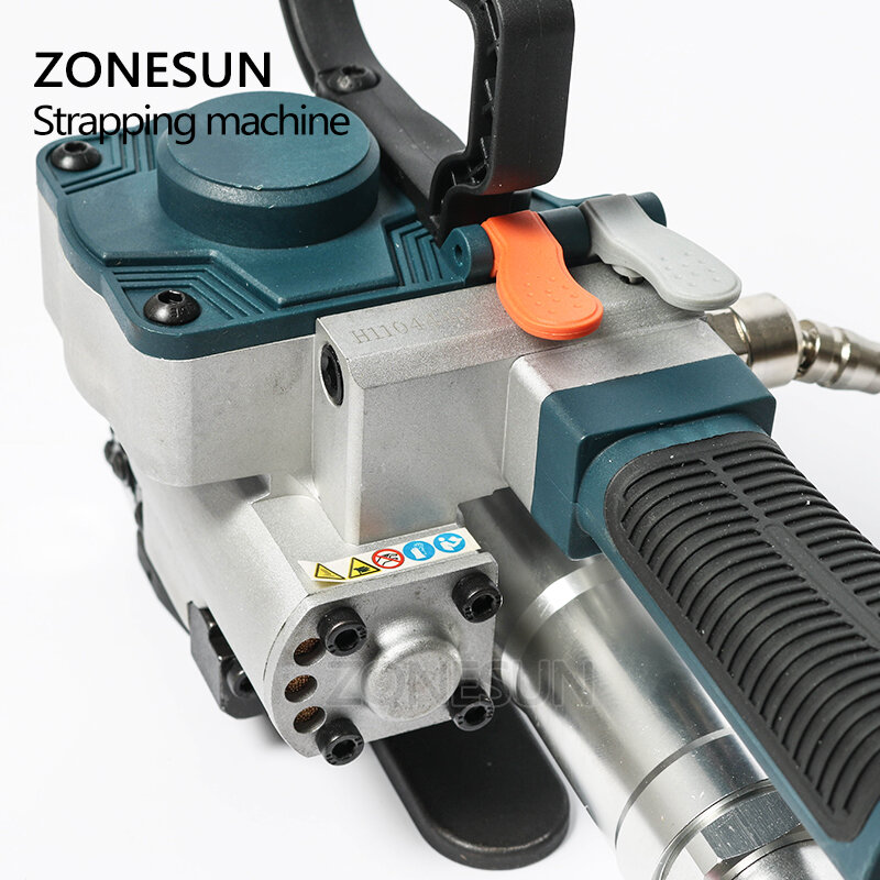 ZONESUN-máquina flejadora neumática de soldadura por fricción, herramienta de máquina de anillado de aire PET para correas de PET de 13-19mm de ancho