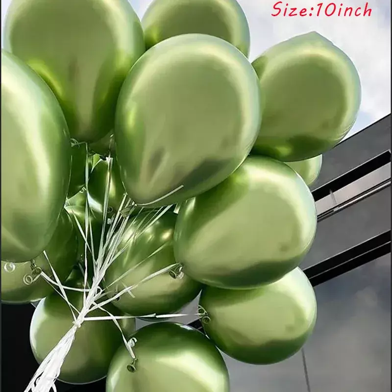 15Pcs Retro Olive สีเขียว Chrome Gold ลูกโป่งวันเกิดตกแต่งพรรค Baby Shower Air บอลลูนงานแต่งงานอุปกรณ์ Glob
