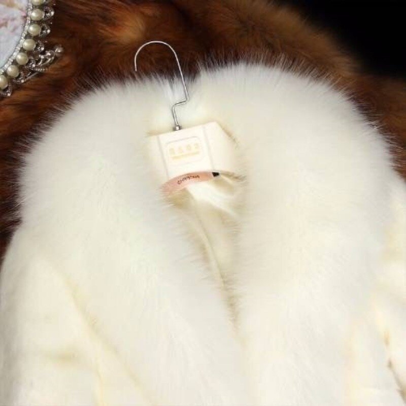 Damen Herbst Winter Mode elegante einfarbige Pelz kragen Temperament vielseitige ausländische Stil lang ärmel ige Slim Fit Pelzmantel
