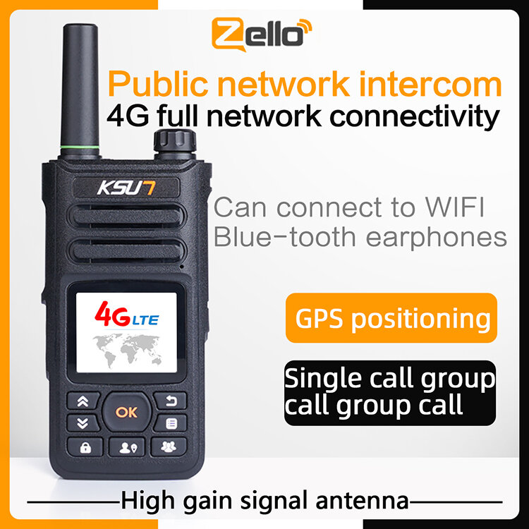 Zello-PTT Walkie Talkie com cartão SIM, rádio bidirecional, rede global, andróide, 4G LTE, POC, longo alcance, par, Zello, 100km, 1000km, 5000km